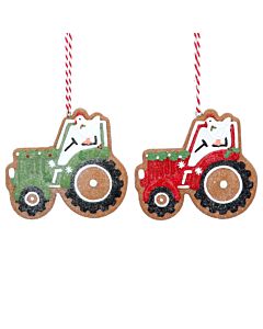 Gisela Graham Gingerbread Tractors Resin Tree Decoration x2